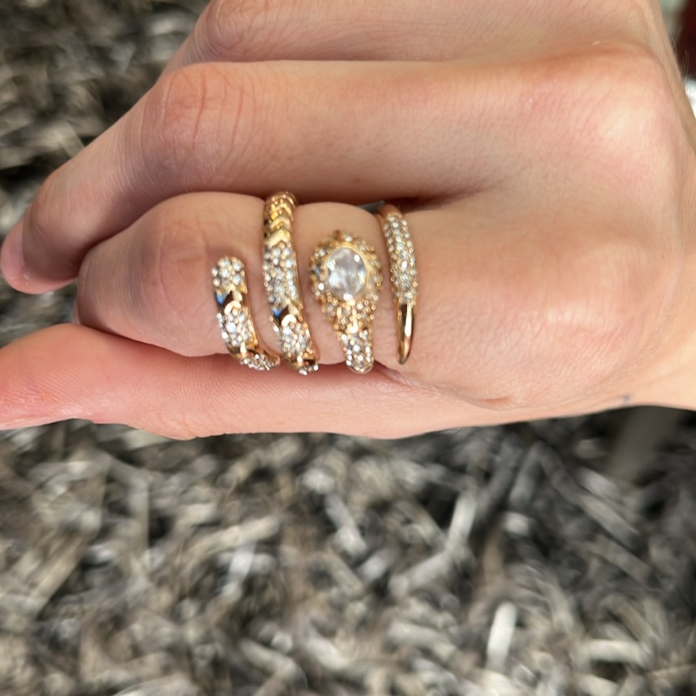 Snake elongated crystal ring